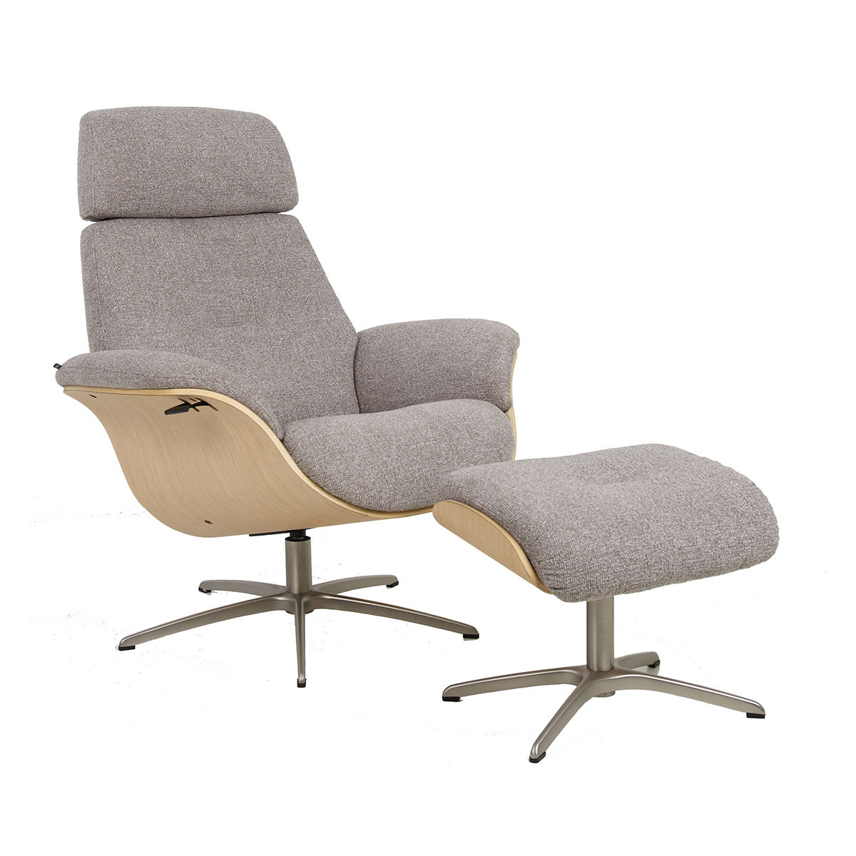 Falcon Chair and Footstool Maple Grey