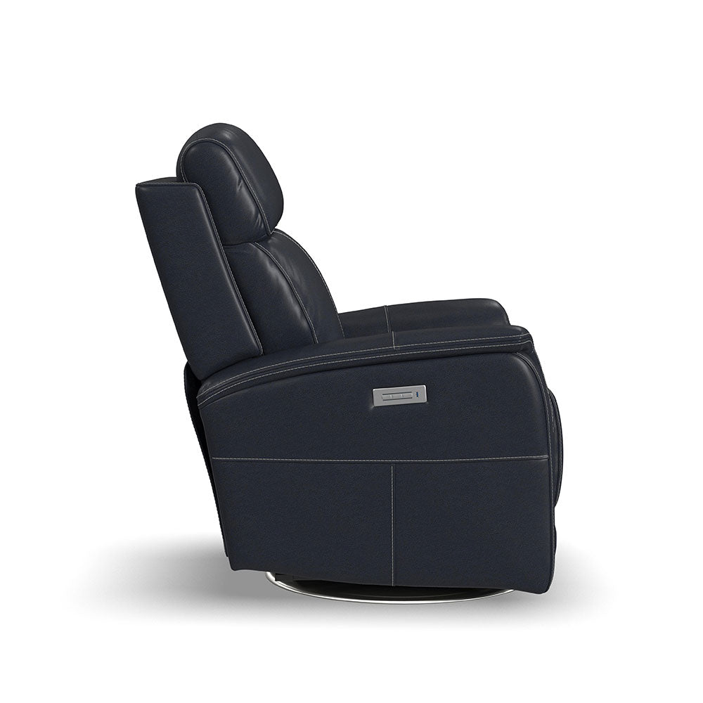 View Swivel Power Recliner in Ocean Blue