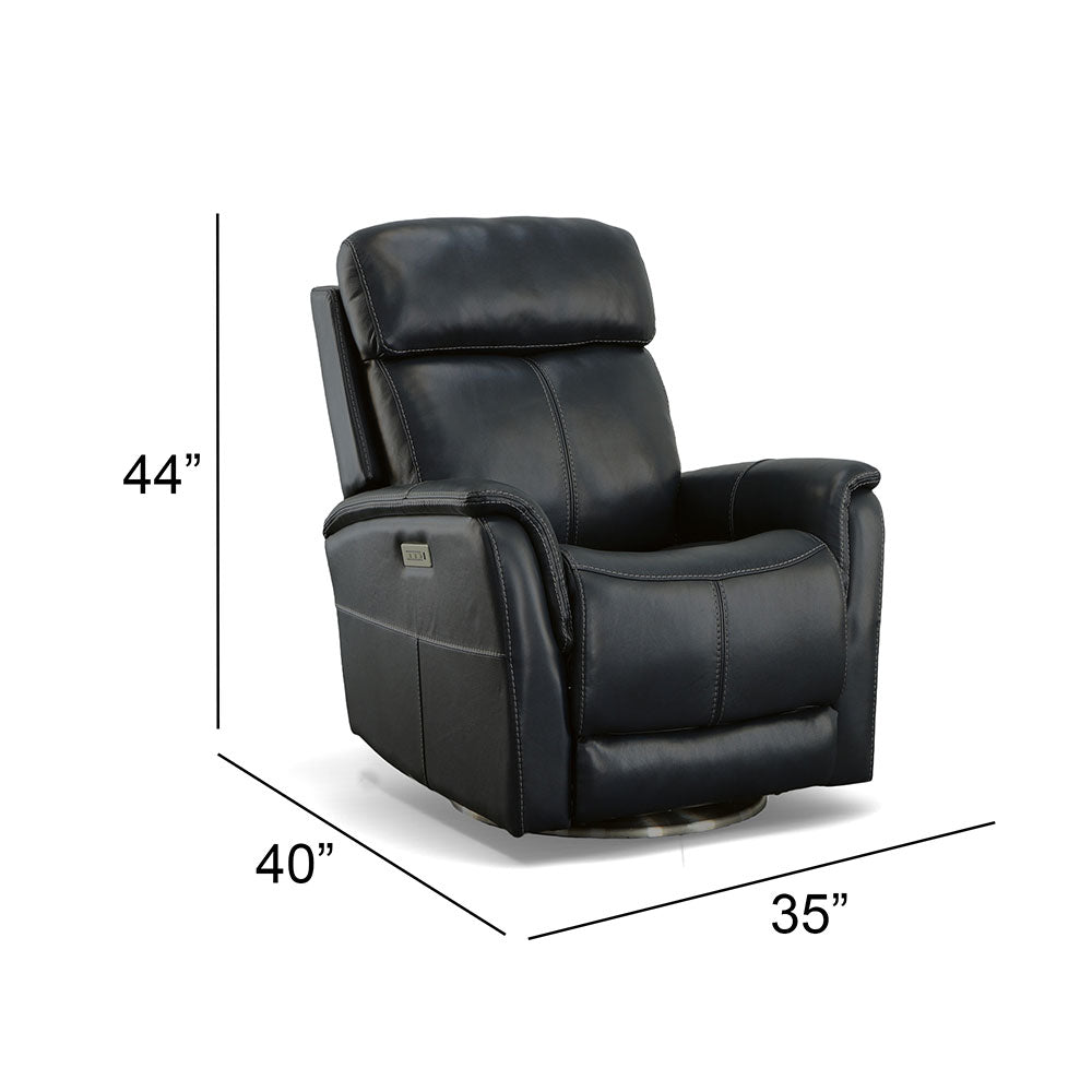 View Swivel Power Recliner in Ocean Blue