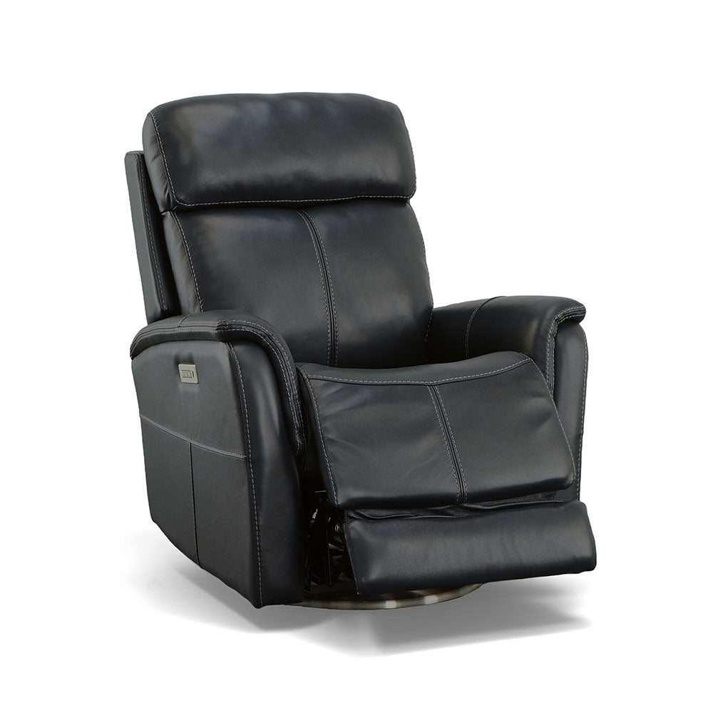 View Swivel Power Recliner in Ocean Blue