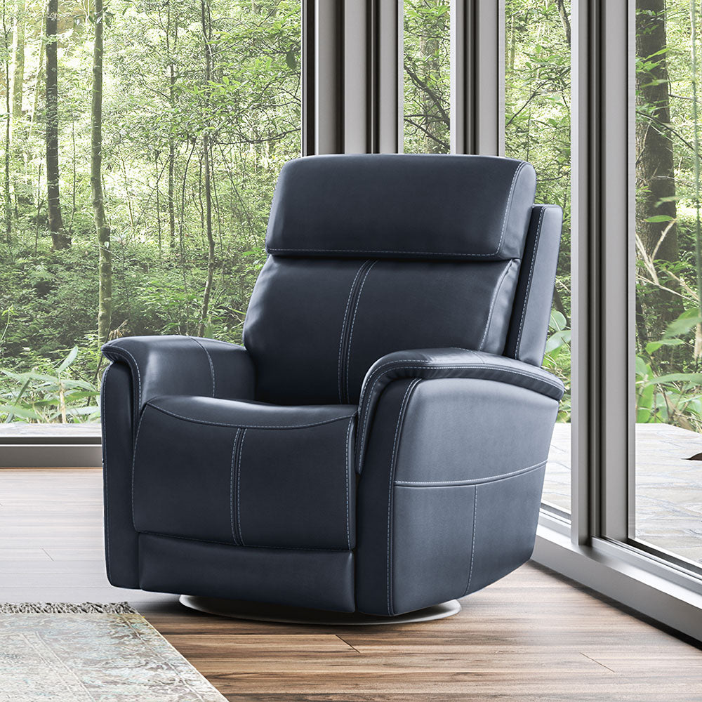 View Swivel Power Recliner in Ocean Blue