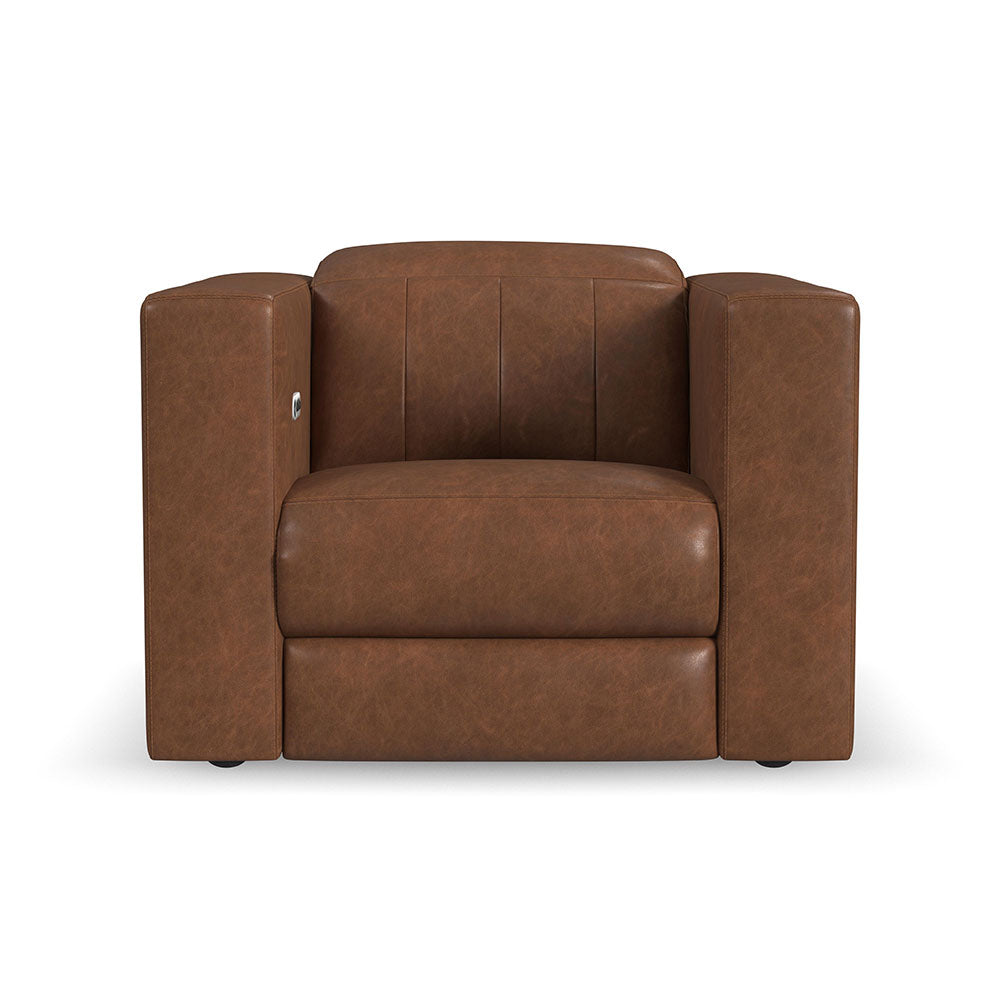 Austin Chestnut Leather Power Recliner with Power Headrest