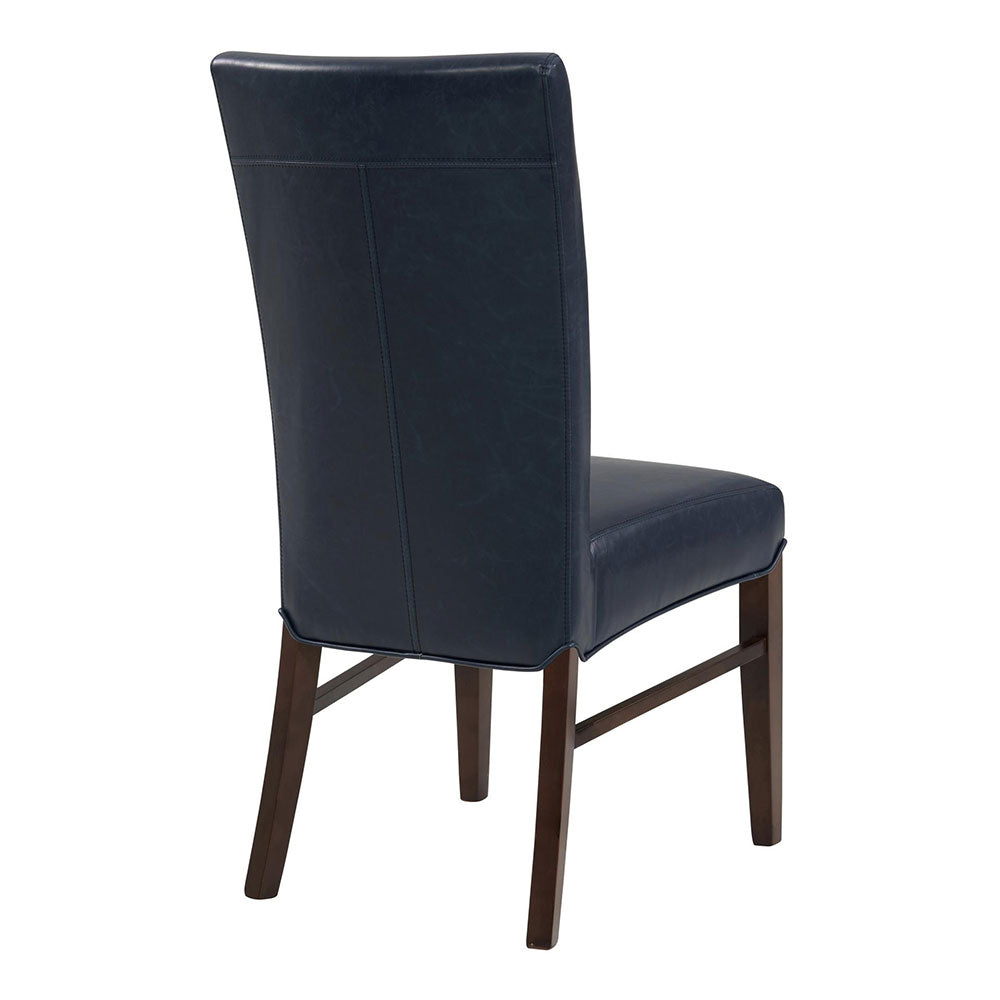 Liam Round Maple Dining Table + 5 Milton Dining Chairs in Blue