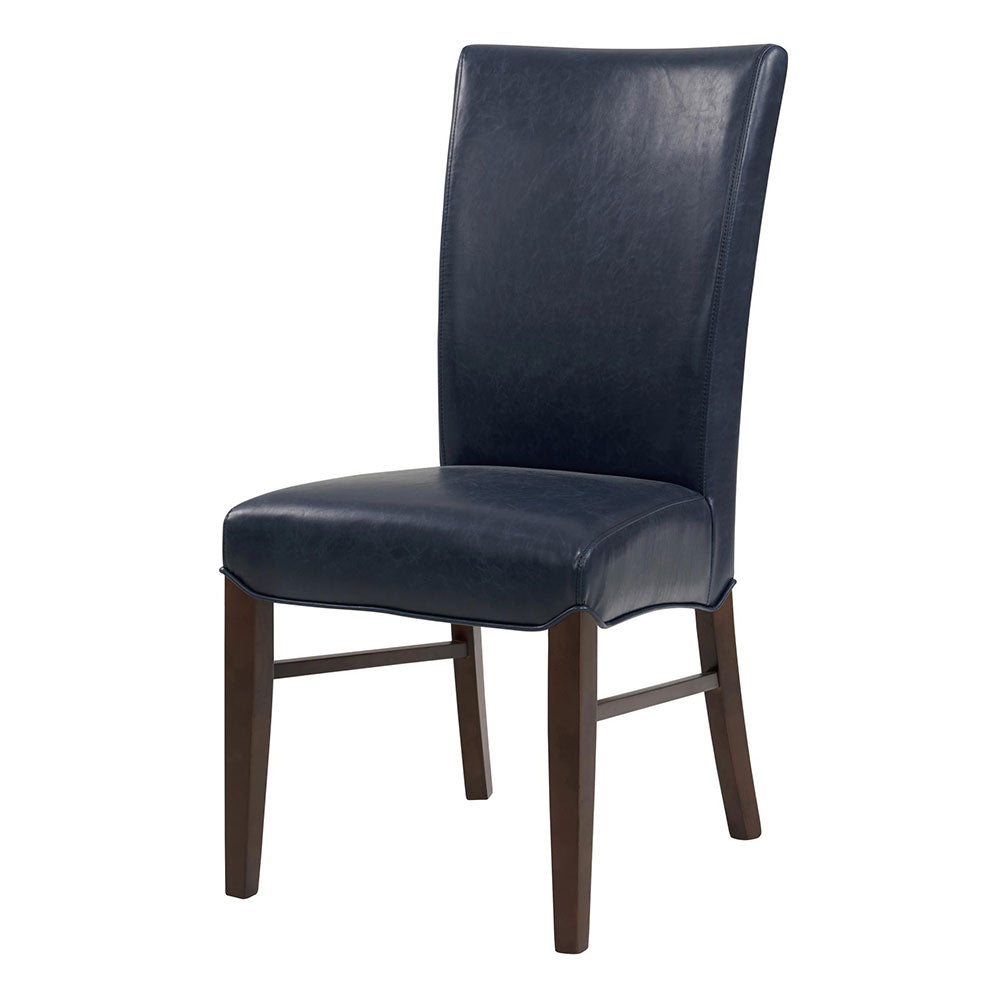 Liam Round Maple Dining Table + 5 Milton Dining Chairs in Blue