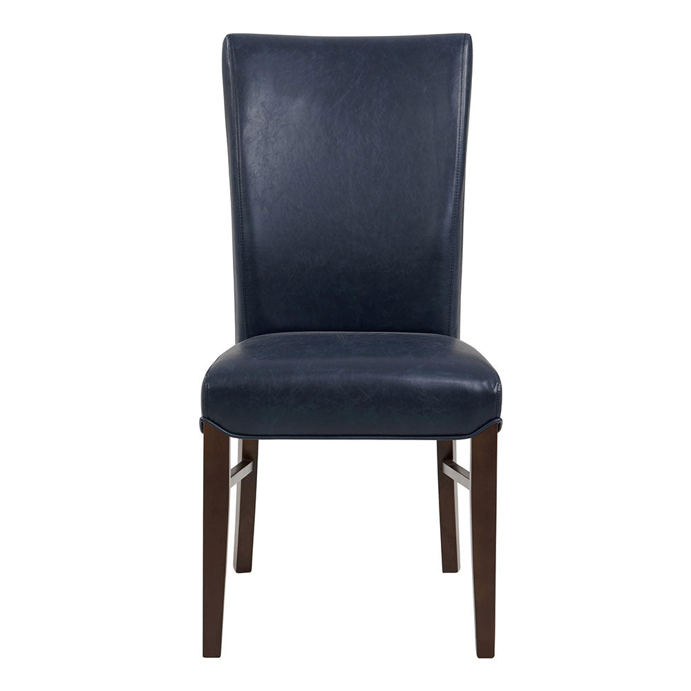 Liam Round Maple Dining Table + 5 Milton Dining Chairs in Blue