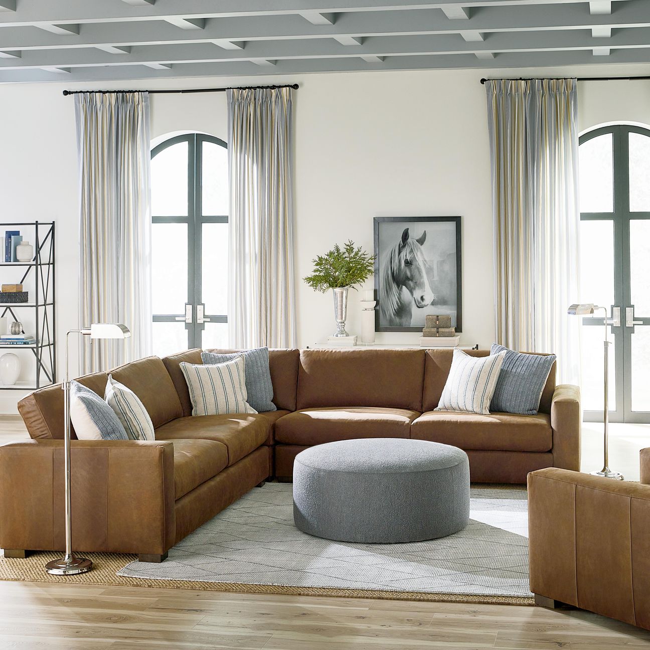 Weldon Three Piece L-Shaped Leather Sectional