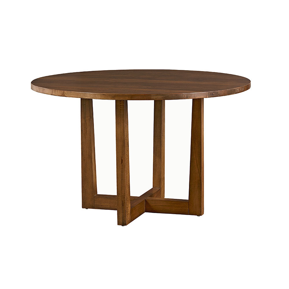 Liam Round Maple Dining Table + 5 Milton Dining Chairs in Blue