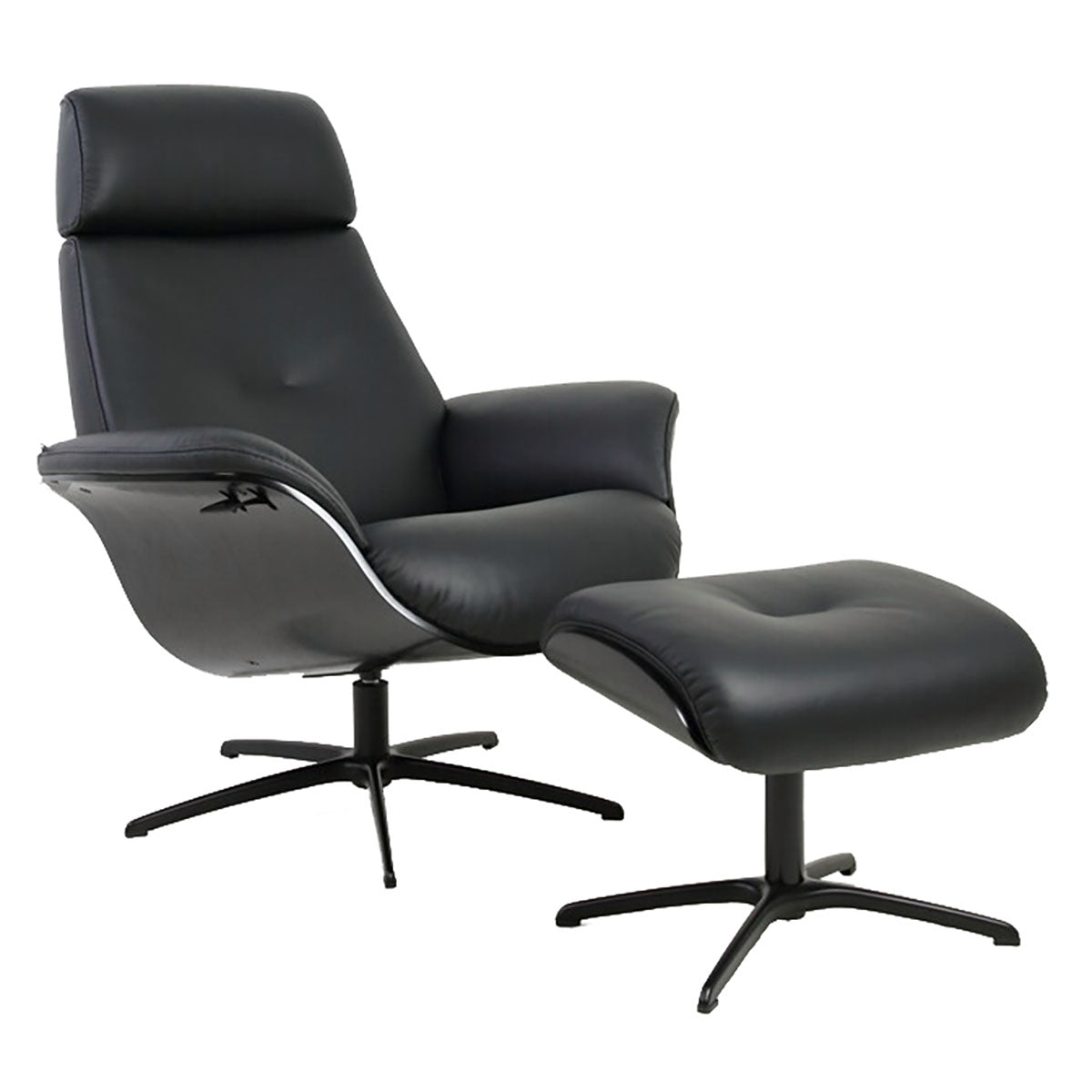 Falcon Chair and Footstool Black