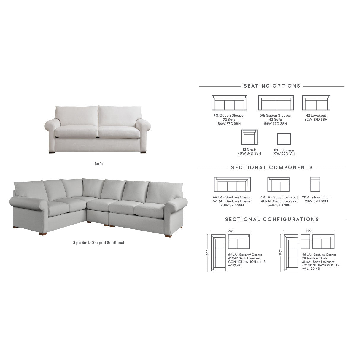 Hanover Roll Arm L-Shaped Sectional – The Tin Roof