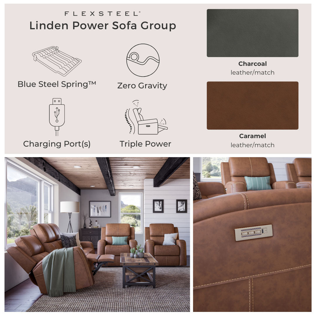 Linden Power Recliner in Caramel