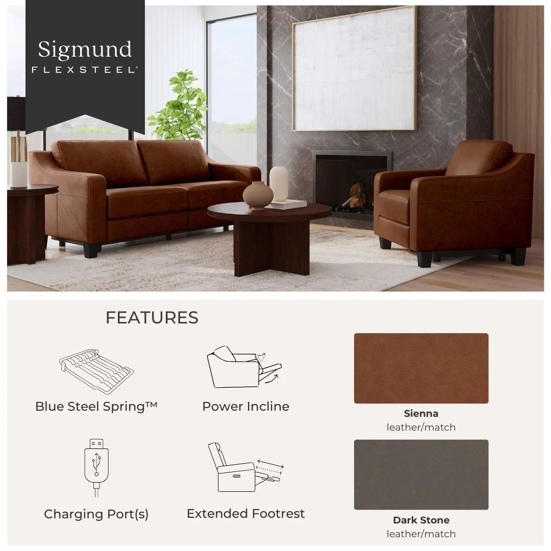 Sigmund Leather Power Inclining Sofa
