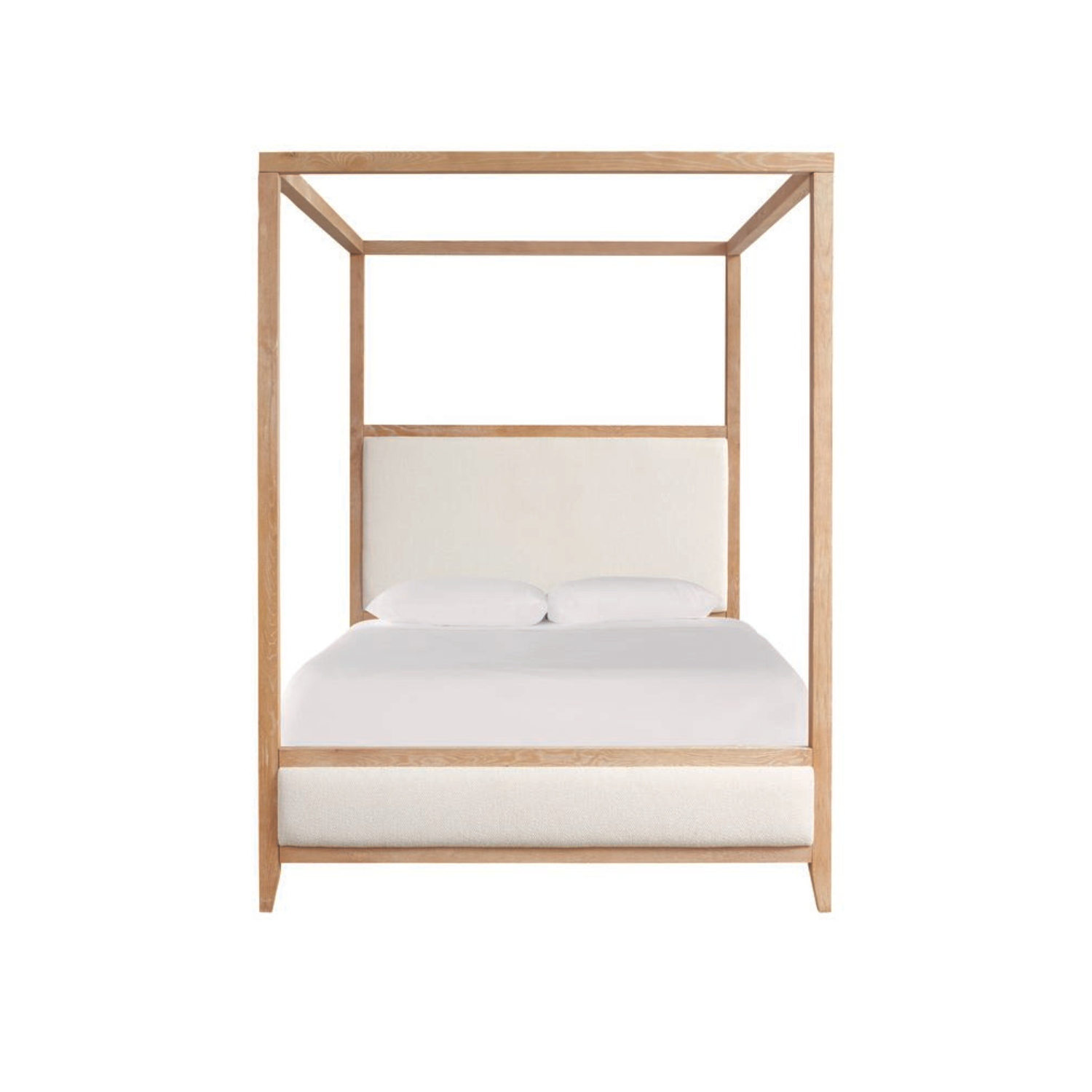 Courtland Upholstered Blond White Oak King Canopy Bed