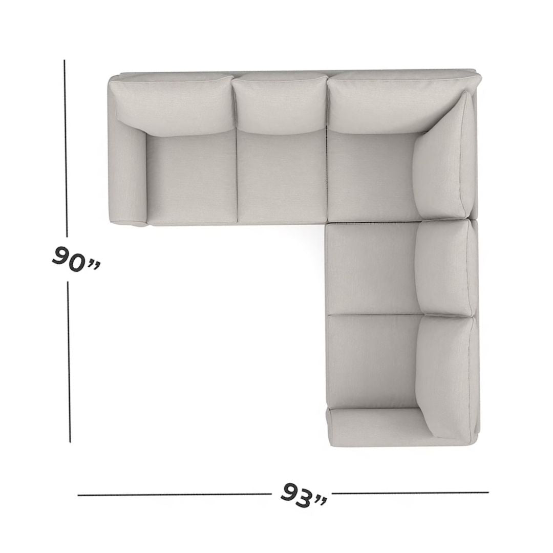 Alexander Two Piece L-Shaped Roll Arm Sectional