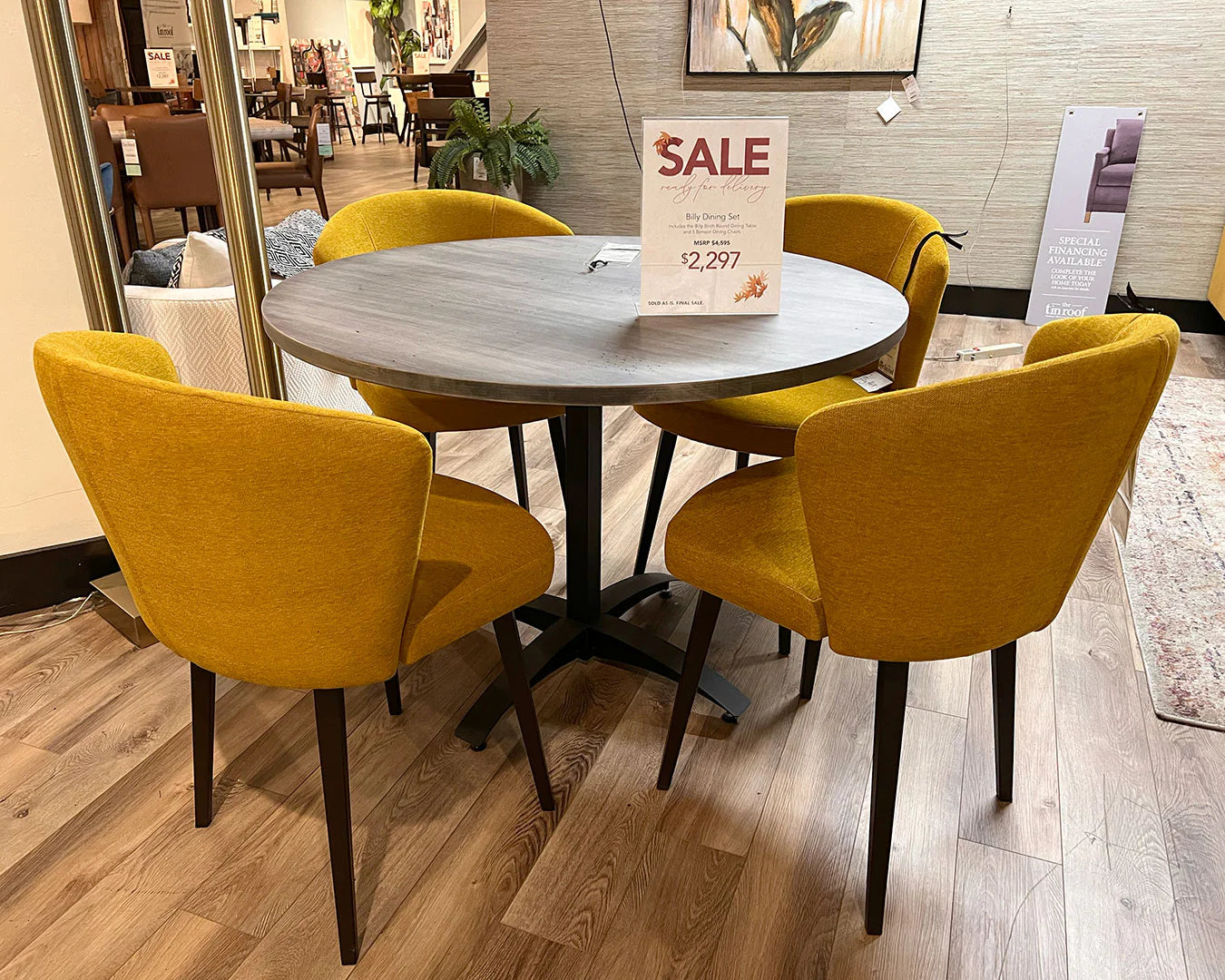 Billy Birch Round Dining Table + 5 Benson Dining Chairs