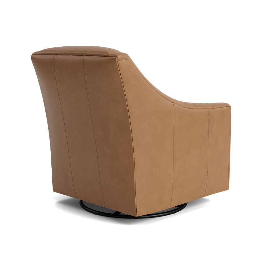 Corinna Leather Swivel Chair in Sterling Chamois