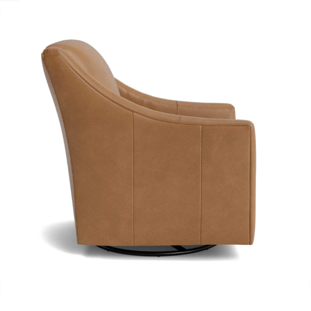 Corinna Leather Swivel Chair in Sterling Chamois