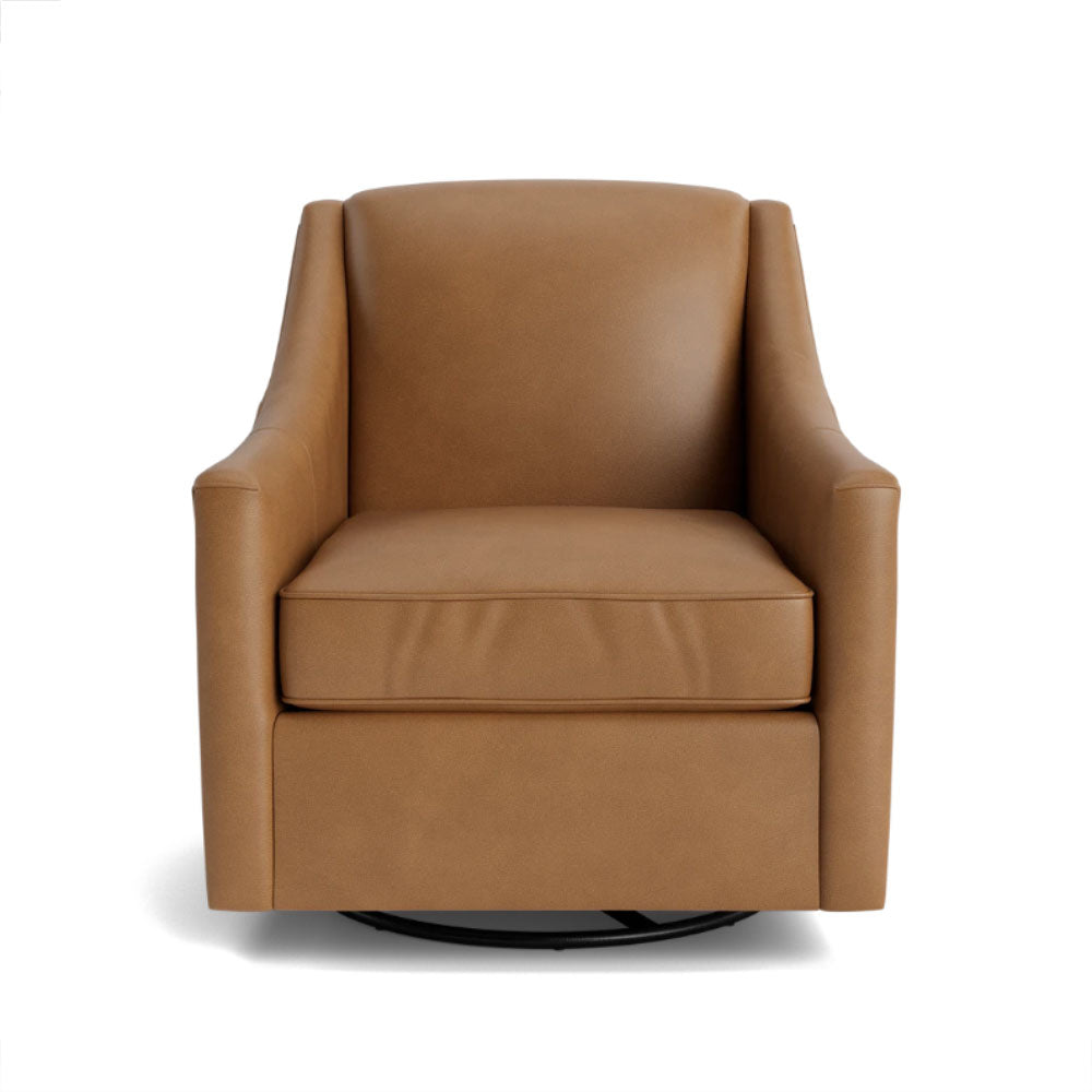 Corinna Leather Swivel Chair in Sterling Chamois