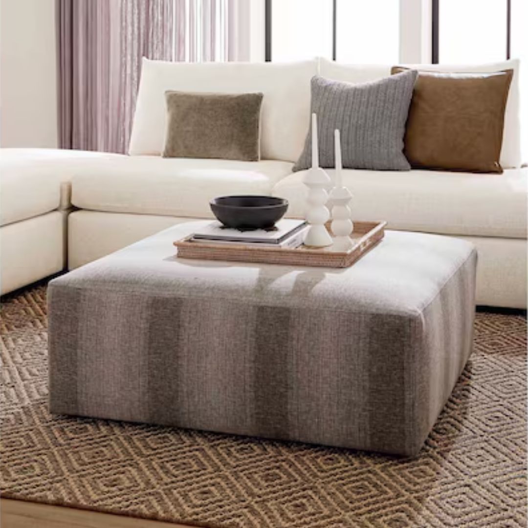 Kelly Large Square Fabric Ottoman