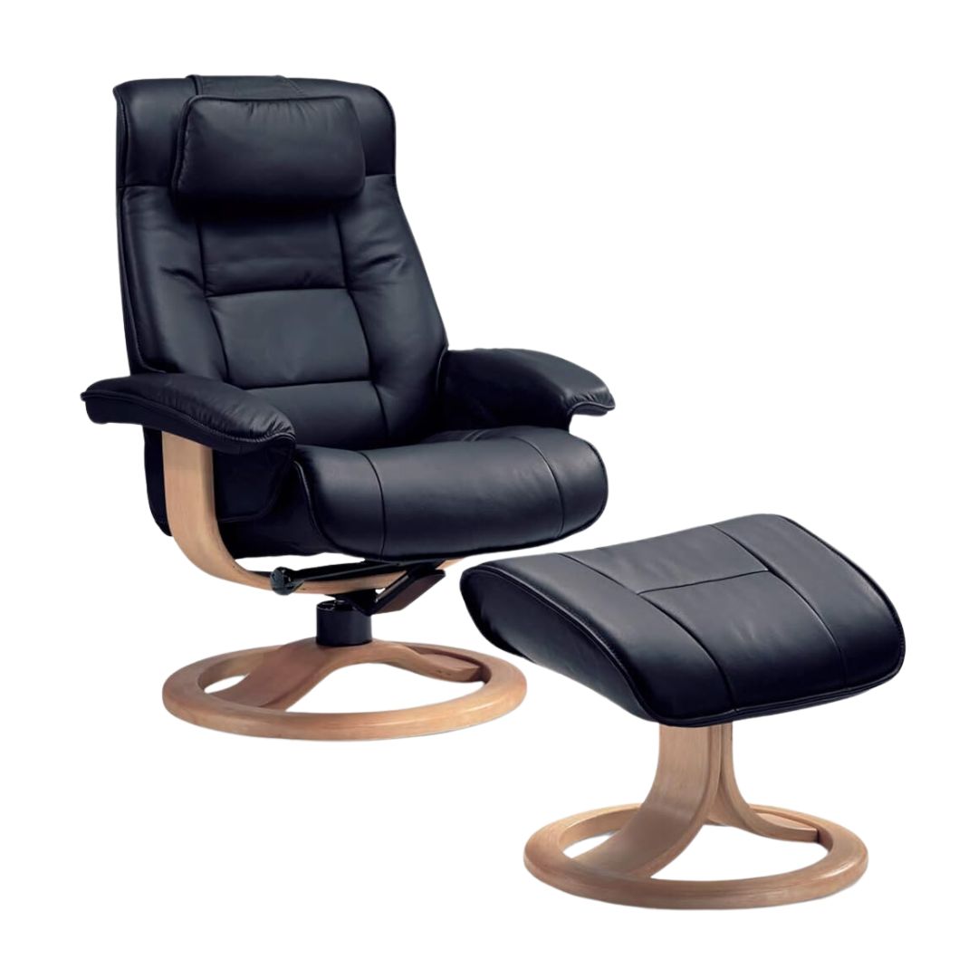 Mustang Chair with Footstool Black