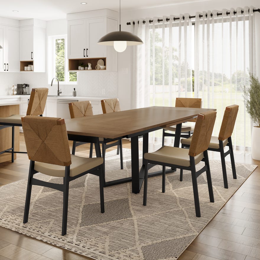 Charlie Extension Dining Table + 8 Abby Dining Chairs