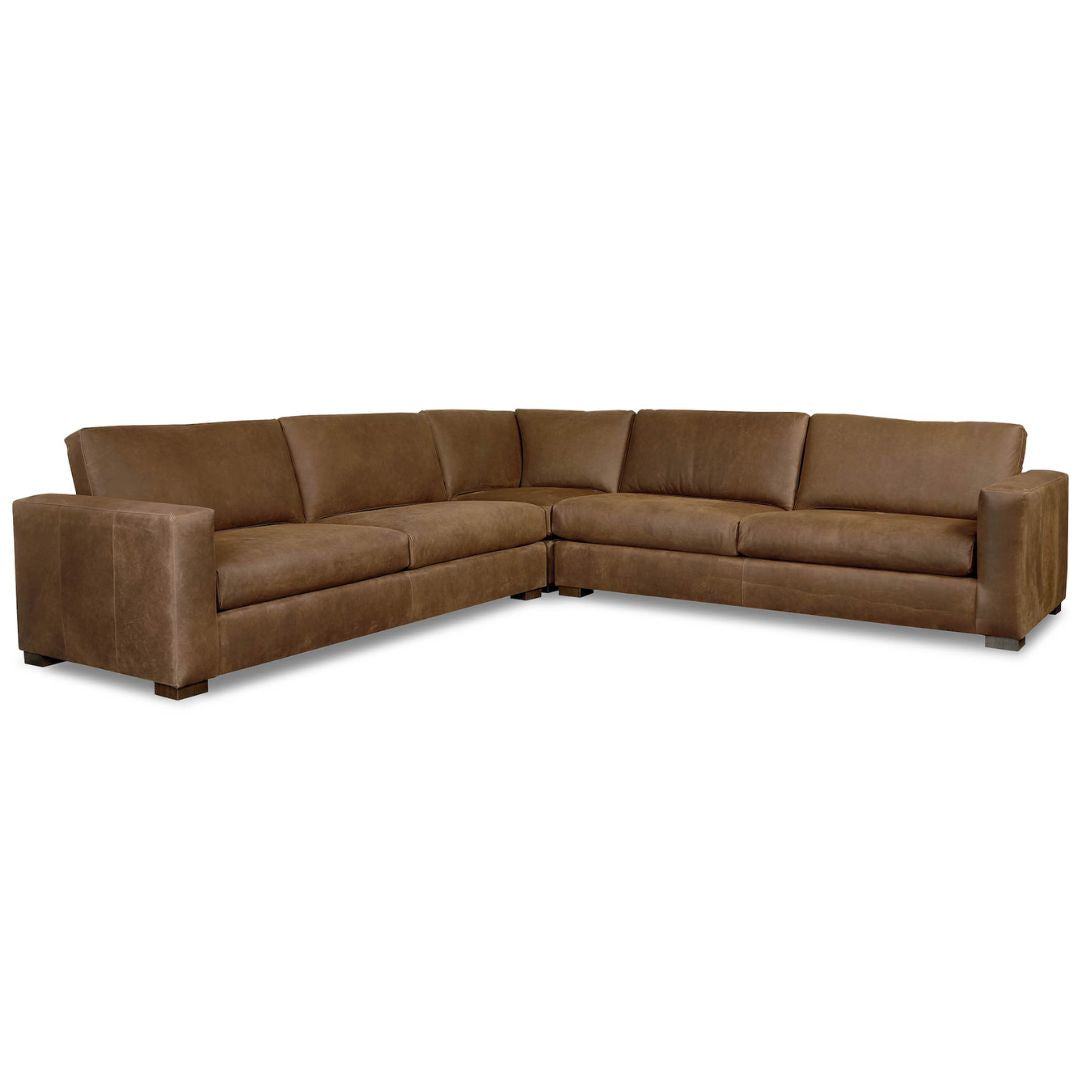 Weldon Three Piece L-Shaped Leather Sectional