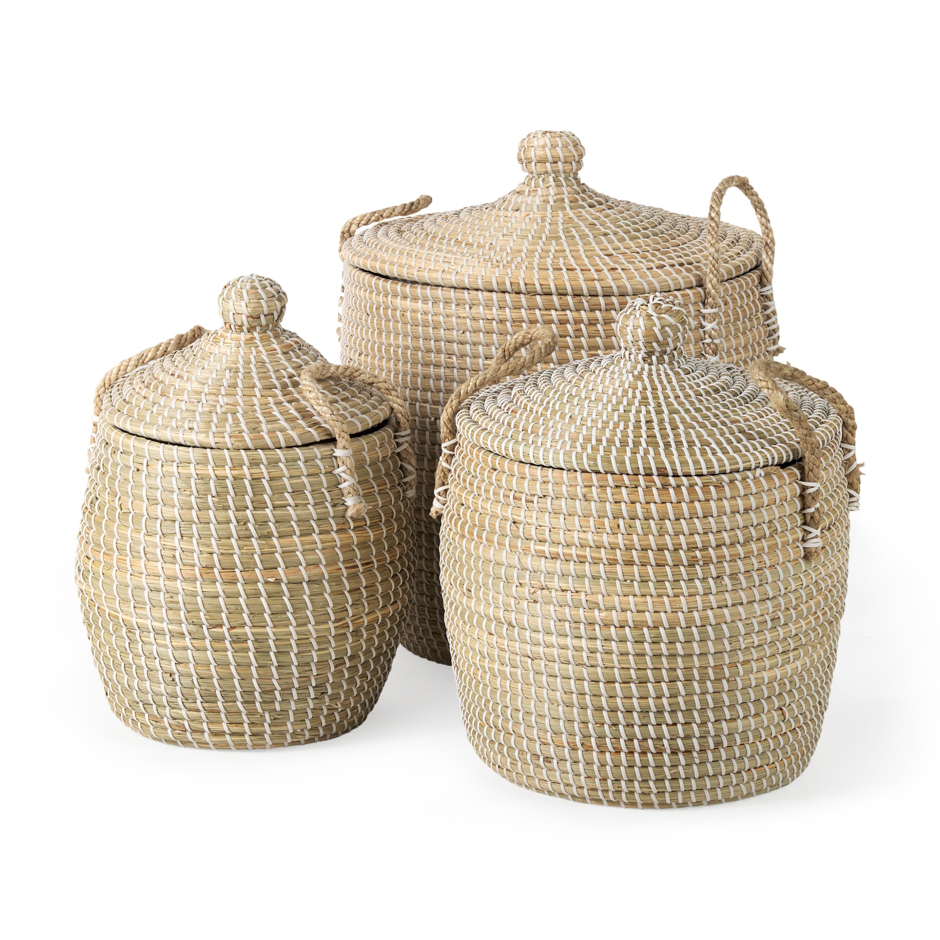 Set of 2 Contemporary Sea Grass Storage Baskets Brown - Olivia & May