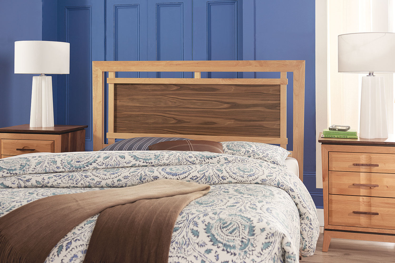 Addison Alder & Walnut Wood Queen Panel Bed
