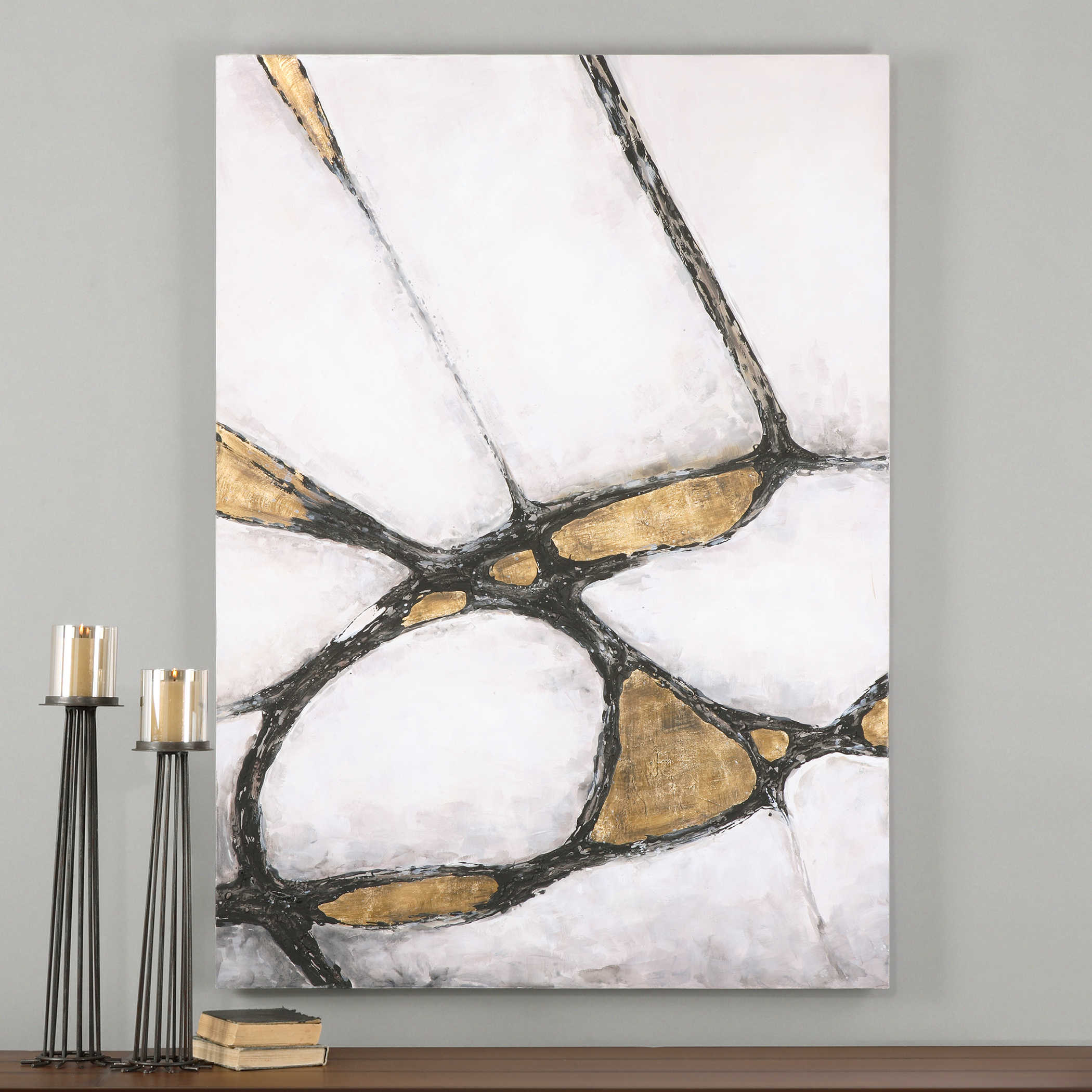Abstract in Gold and Black Canvas